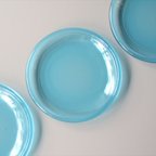 作品フィンランド製 Nuutajarvi Luna 15cm ブルーガラスのプレート お皿 ヌータヤルヴィ 北欧 ヴィンテージ アンティーク_it2863
