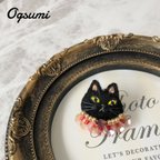 作品黒猫さんとスパンコール 刺繍ブローチ（タックピン）