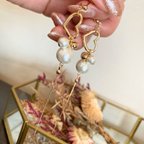 作品再販♡ハート×コットンパール【イヤリングorピアス】