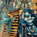 作品Egypt 神の墓 エジプト　素材紙　 コラージユ　デザインペーパー （M）