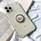 作品セット売り　アジサイ　／　紫陽花　ビーズ　　スマホケース　スマホリング