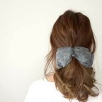 作品＊ポニーフック Silk linen  gray＊　ヘアゴムで縛って挿すだけ簡単ヘアアレンジ