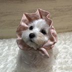 作品犬の　ぼうしみたいなスヌード👒　チェックのぴんく🩷