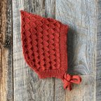 作品6-12 months Size Tatum Ultra-fine merino wool bonnet (burnt orange) hat Baby knit hat