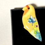 作品七宝焼　受注販売　コザクラインコ⭐︎ブローチ　