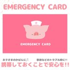 作品ブタのEMERGENCY CARD 1枚（緊急連絡先）5.5cm×9cm