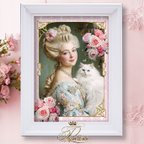 作品マリーアントワネット額付アートプリント★マリーとペルシャ猫★ロココ・ヴィクトリアン Marie Antoinette Art Print