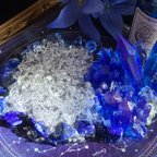 作品青い結晶と水晶とラピスラズリのさざれ石置物