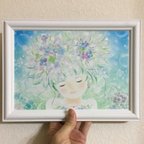 作品パステル画✽原画のみ✽紫陽花風・フェアリーちゃん