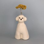 作品犬の一輪挿し（マルチーズ）一点もの