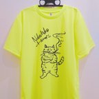 作品ワイルドねこTシャツ men's Mサイズ蛍光イエロー