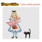 作品アリスのハロウィンパーティー【Cross stitch pattern】DL刺繡図案