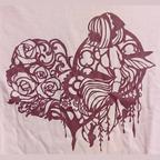 作品切り絵プリントTシャツ「薔薇と妖精」