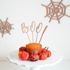 作品木製 ［送料込］ ハロウィン　ケーキトッパー　ケーキ　飾り　Happy Halloween ハロウィーン　かぼちゃ　おばけ　ピック　フードピック