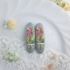 作品(7㎝)大人可愛い 春の花束 刺繍パッチンピン