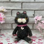 作品 『真っ黒黒子のねこちゃんだにゃ～😸』世界で１匹のあみぐるみねこちゃん(黒猫)