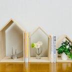 作品ブックエンド 本立て 本の家 新築祝い 桐 ブックハウス ネストミニ 【Book House Nest mini】