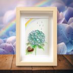作品〈雨上がりの紫陽花〉シーグラスアート