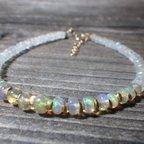 作品14kgf＊Opal & Moonstone Bracelet　オパール＆ムーンストーン☆アジャスター