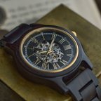 作品Frieden Ebony Wood エボニーウッド 機械式 自動巻き木製腕時計 40mm