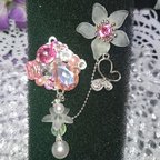 作品✧︎キラキラ豪華❀ローズSWAROVSKI×オーロラピンクデザインピアス イヤリング