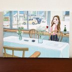 作品アートキャンバス　「昼下がりのワイン」A4