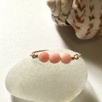 作品3月誕生石♡コーラルピンク♡珊瑚の指輪　「弥生の夕空」リング　