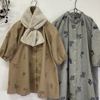 作品女の子の秋冬福袋　シャツワンピ×マフラー×ヘアゴム　やわらか起毛刺繍ビエラ