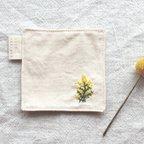 作品【刺繍コースター】ミモザ　mimosa