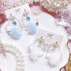 作品special price《 Hearthoop×Mink fur ジルコニアリボン 》 ピアス/イヤリング