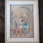 作品青いりぼん~うさぎ〜【パステル画 絵画 原画 イラスト】