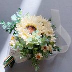 作品【white himawari bouquet】ホワイト　ひまわり　ブーケ