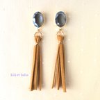 作品《 Brilliant Tassel 》キラキラ★グレー色のスワロ＆タッセル ピアス/イヤリング 