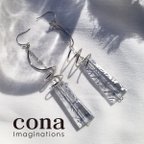 作品▲cona▲ゆれるsilver×clear螺旋 ピアス／イヤリング