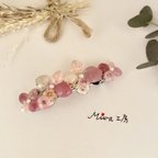 作品ピンクのお花のバレッタ　No.199