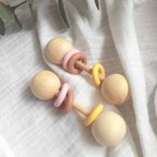 作品🌳ウッドラトル(ピンク)🌳  ガラガラ 木製 おもちゃ