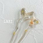 作品-Summer Collection- gold clear hair stick