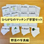 作品ひらがなのマッチングの学習セット　野菜の写真編　ひらがなを読む学習に