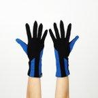 作品手袋　% PERCENT（ブラック・ブルー）女性用　ウール １００% スマホ対応 スマホ　タッチパネル　縫製　手袋　伸縮　