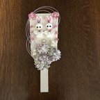 作品羽子板飾り　雪うさぎちゃん　つまみ細工　