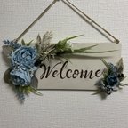 作品welcomeboard ウェルカムボード 直筆 青バラ造花主役