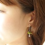 作品本美濃紙のジュエリー／OrigamiJewelry　「tsuru」　ひわもえぎいろ　　ピアスorイヤリング