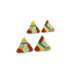 作品mosaic triangles 刺繍ピアス（ブラウンxイエロー）