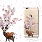 作品iPhone15〜 鹿桜 スマホケース 