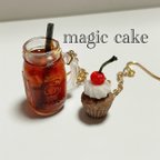 作品チェリーがのったチョコカップケーキ、アイスティーセットピアス ミニチュアアクセサリー