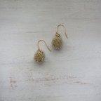 作品クロッシェボールゴールドピアスorイヤリング　Crochet Ball Gold Earrings