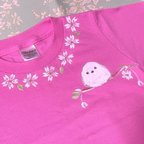 作品【120】桜×シマエナガ／こまきなな手描きTシャツ
