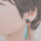 作品【半額sale】2wsyタッセル  ピアス～水色～/金属アレルギー対応/夏