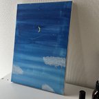 作品No.1 「夜空に浮かぶ月」テクスチャーアート　抽象画アート　絵画  アートパネル