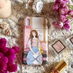 作品猫  かわいい  iPhone  ケース 猫と私。ピンク   雑貨